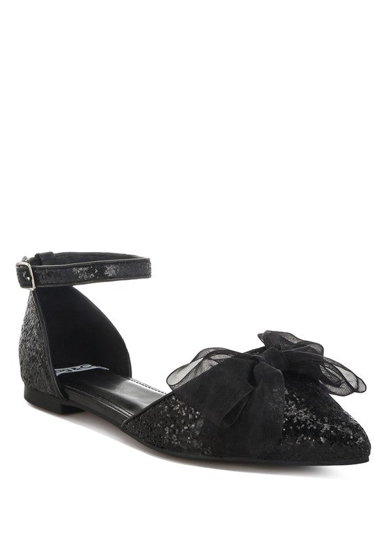 Clarice Glitter Bow Flat Sandals