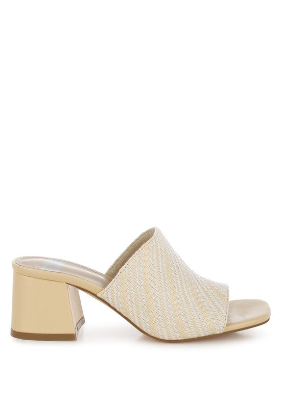 Morgana Woven Raffia Block Heel Slip-Ons