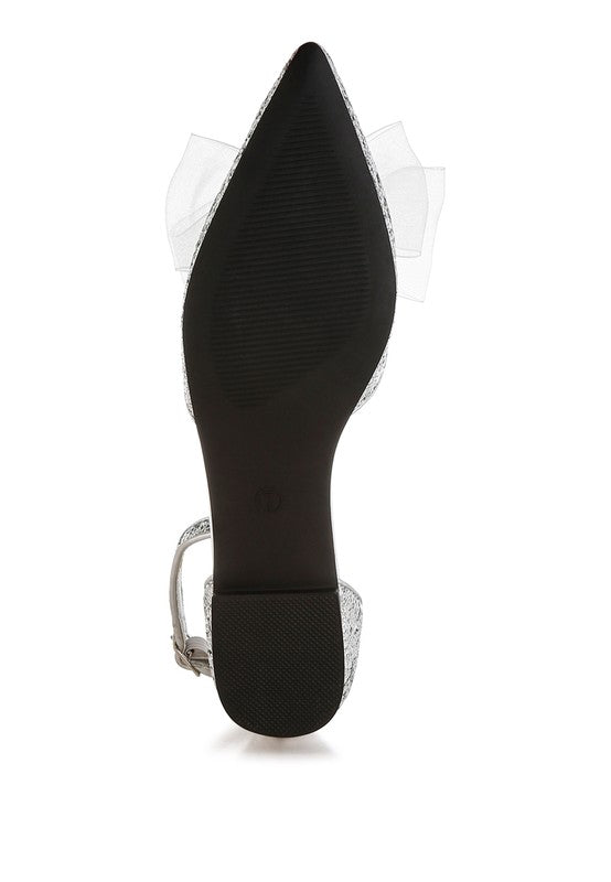 Clarice Glitter Bow Flat Sandals
