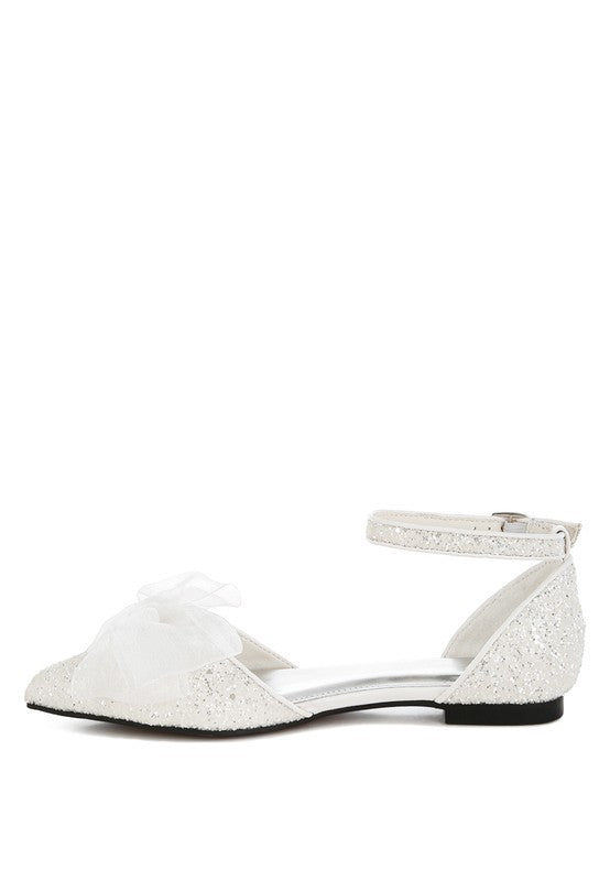 Clarice Glitter Bow Flat Sandals
