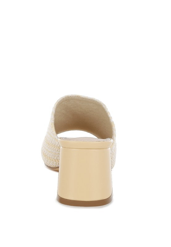 Morgana Woven Raffia Block Heel Slip-Ons