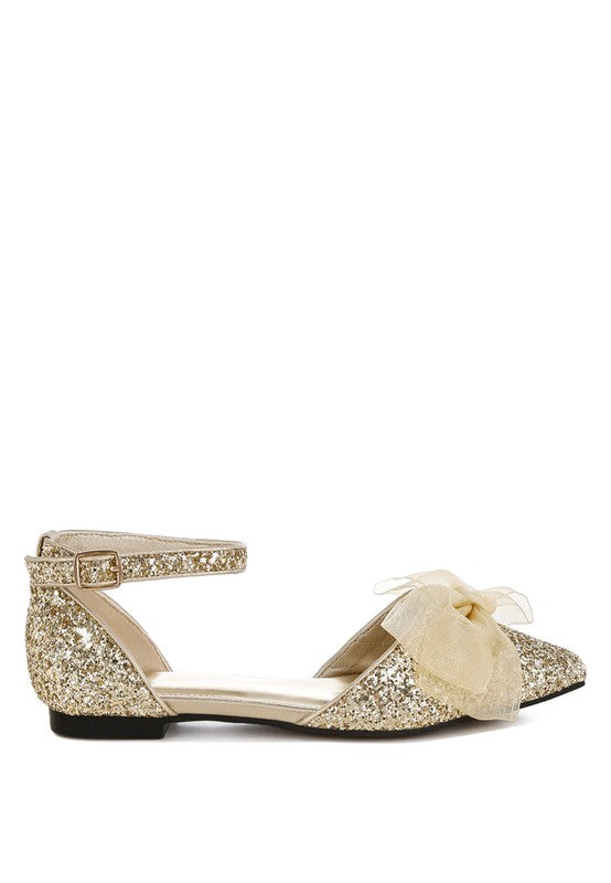 Clarice Glitter Bow Flat Sandals