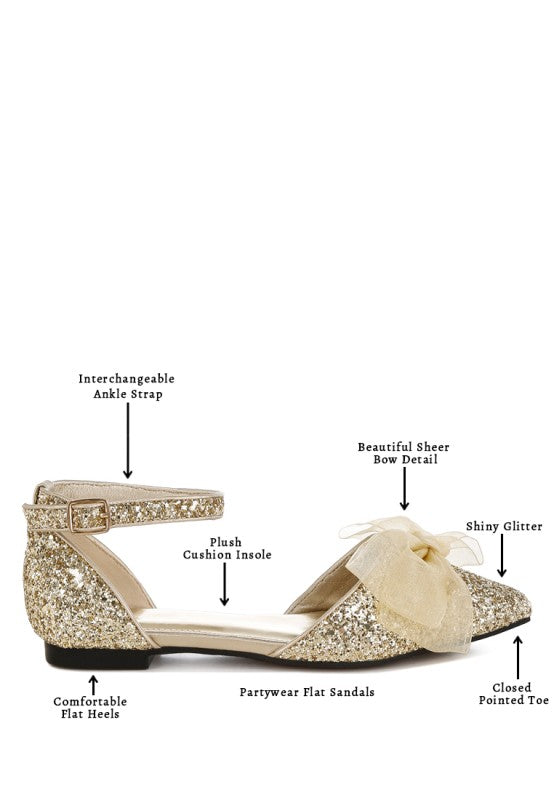 Clarice Glitter Bow Flat Sandals
