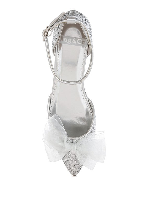 Clarice Glitter Bow Flat Sandals
