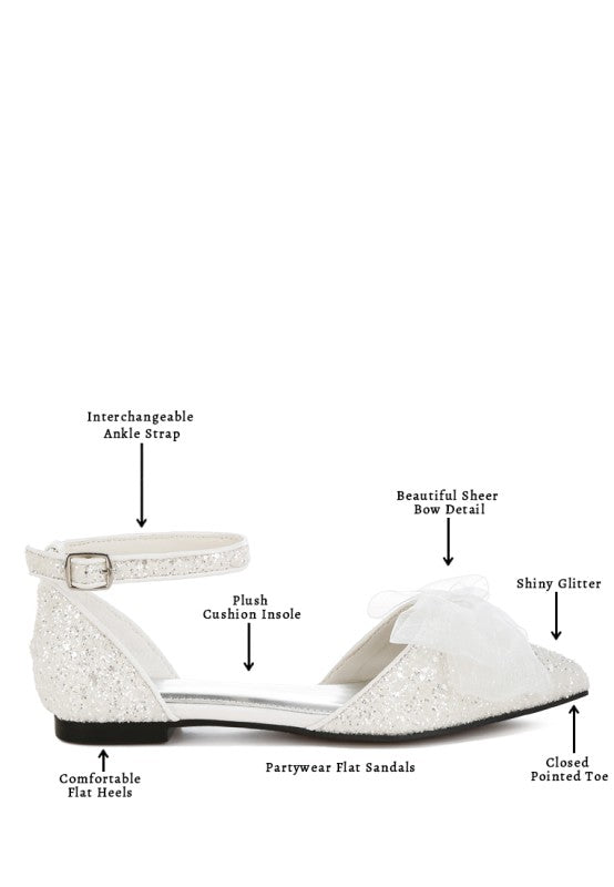 Clarice Glitter Bow Flat Sandals