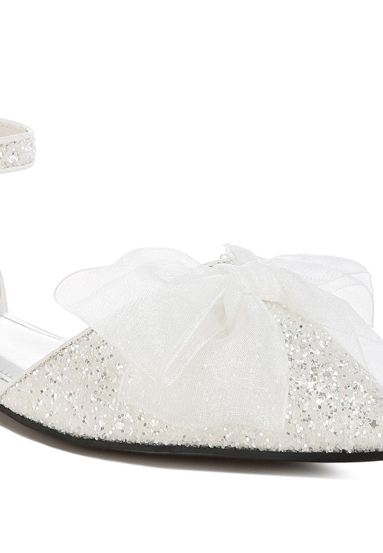Clarice Glitter Bow Flat Sandals