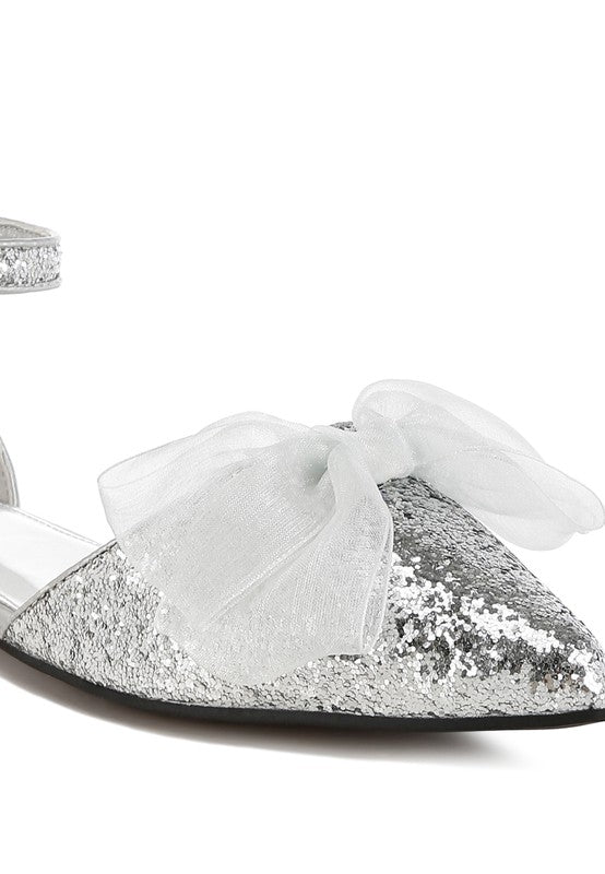 Clarice Glitter Bow Flat Sandals