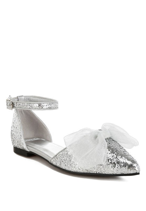Clarice Glitter Bow Flat Sandals