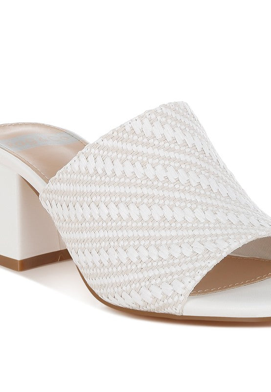 Morgana Woven Raffia Block Heel Slip-Ons