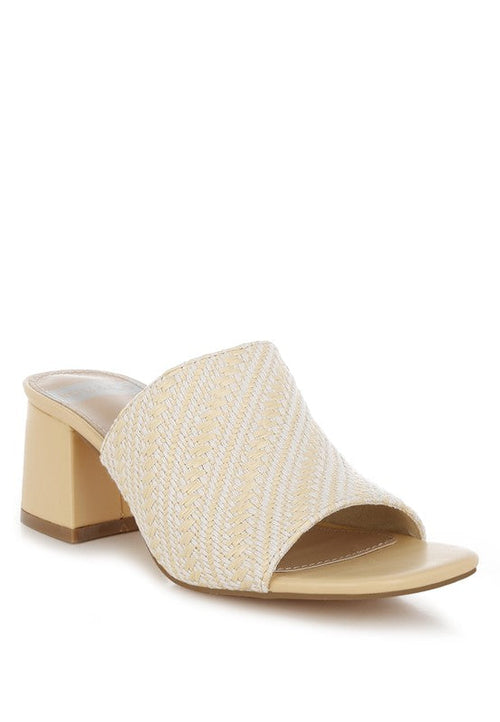 Morgana Woven Raffia Block Heel Slip-Ons