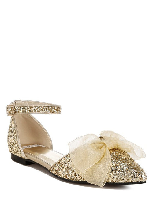 Clarice Glitter Bow Flat Sandal