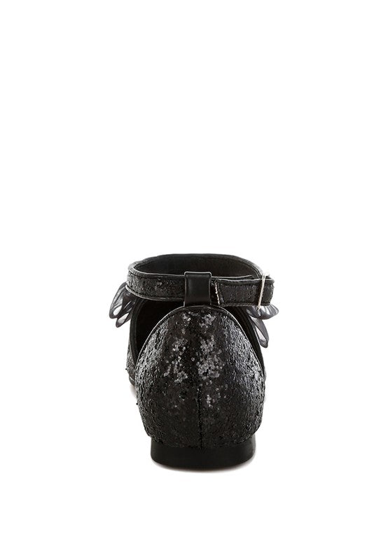 Clarice Glitter Bow Flat Sandals