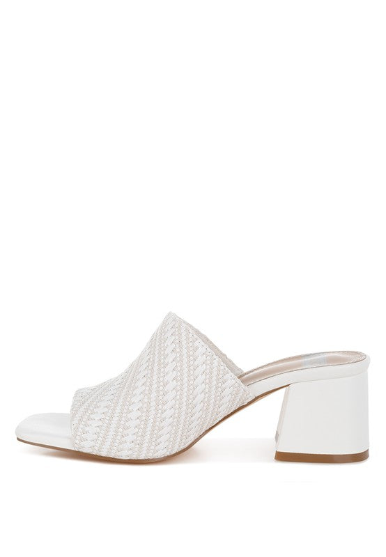 Morgana Woven Raffia Block Heel Slip-Ons