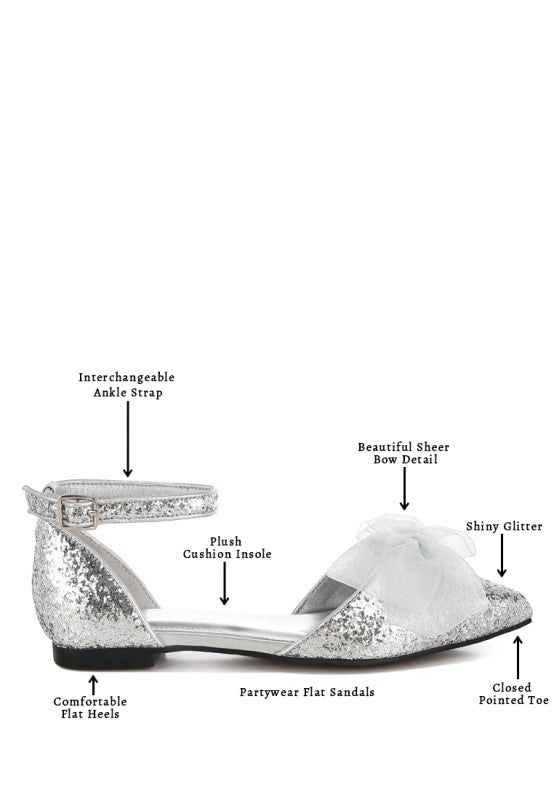 Clarice Glitter Bow Flat Sandals